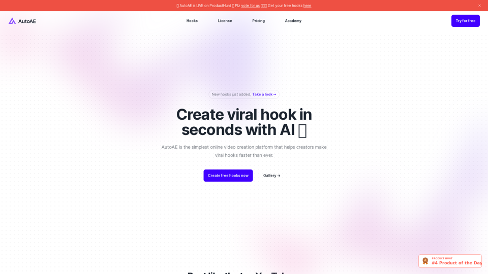 AutoAE - Viral Hooks & YouTube Video Online Generator | Free Tool