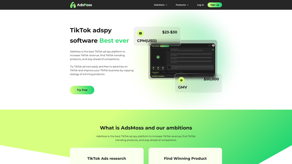 AdsMoss - Free TikTok Adspy Software丨Classifieds & Online Advertising
