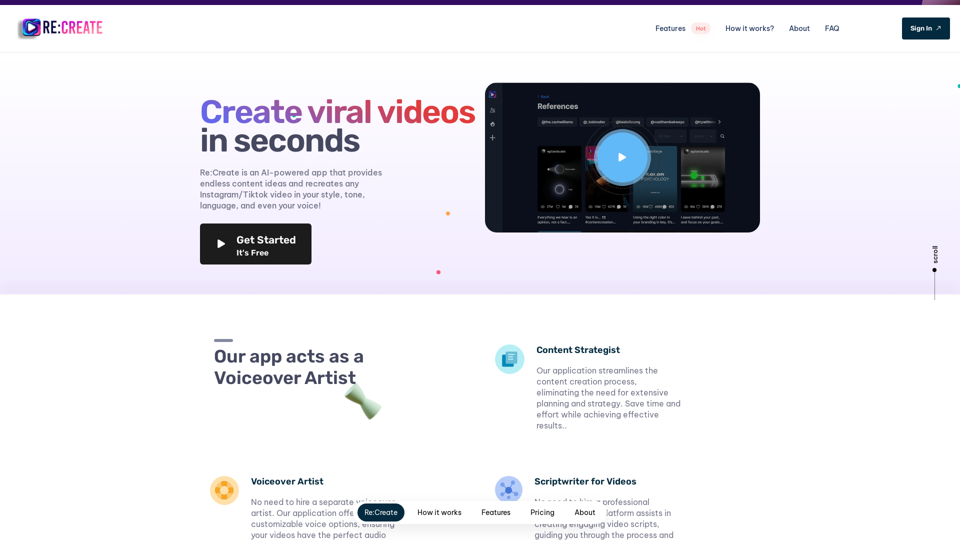 RE:Create videos - Best Tool for Video Creation