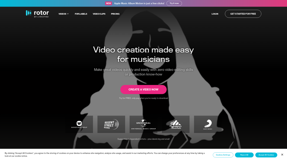 Rotor Videos - The Ultimate Music Video Creator for Musicians