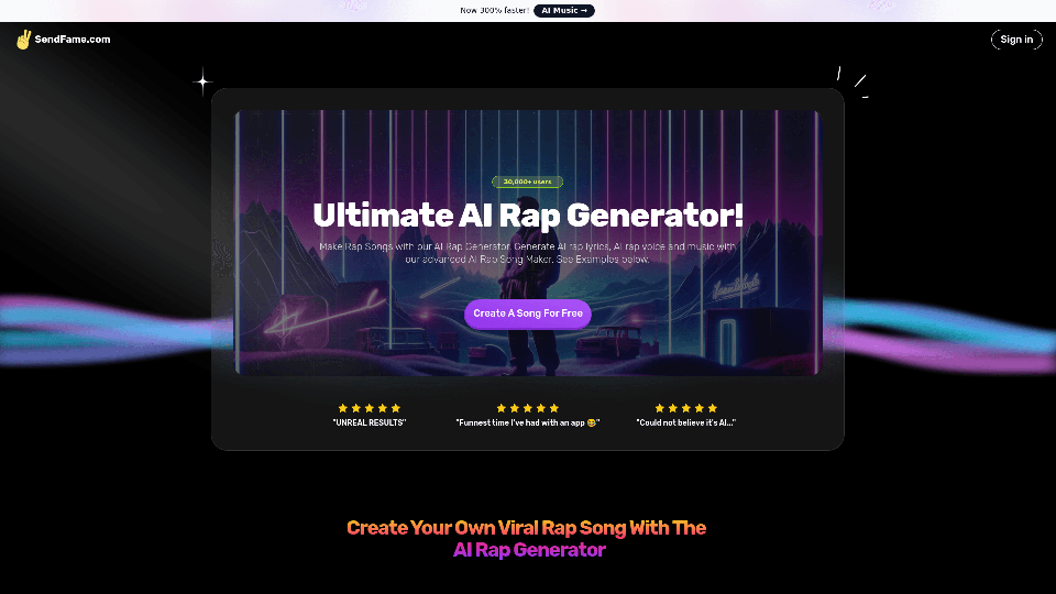 SendFame - AI Rap Generator for Celebrity Voices
