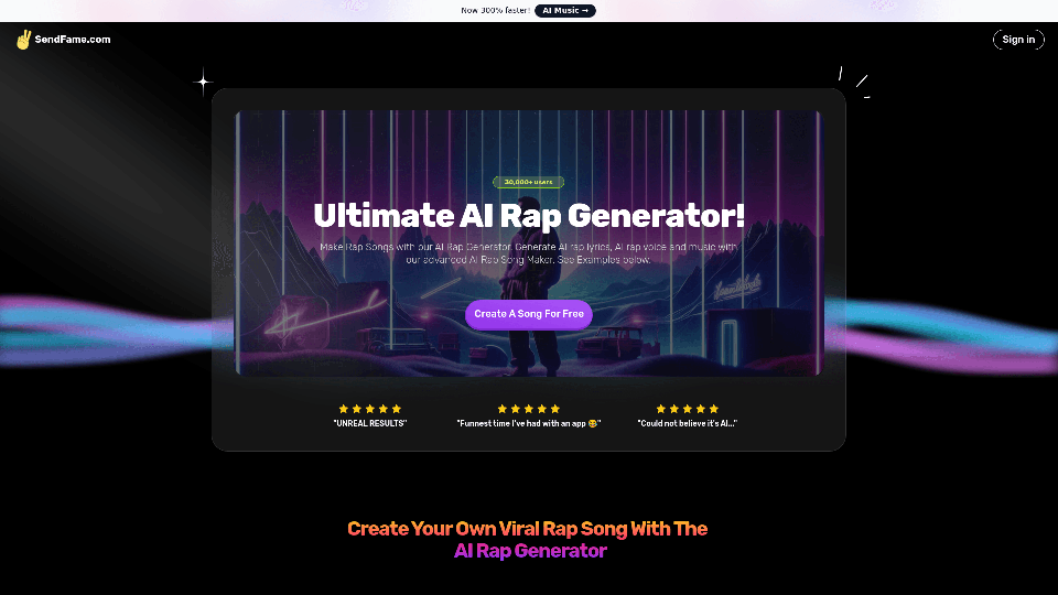 SendFame - Trình tạo Rap AI cho Giọng nói của Người nổi tiếng
