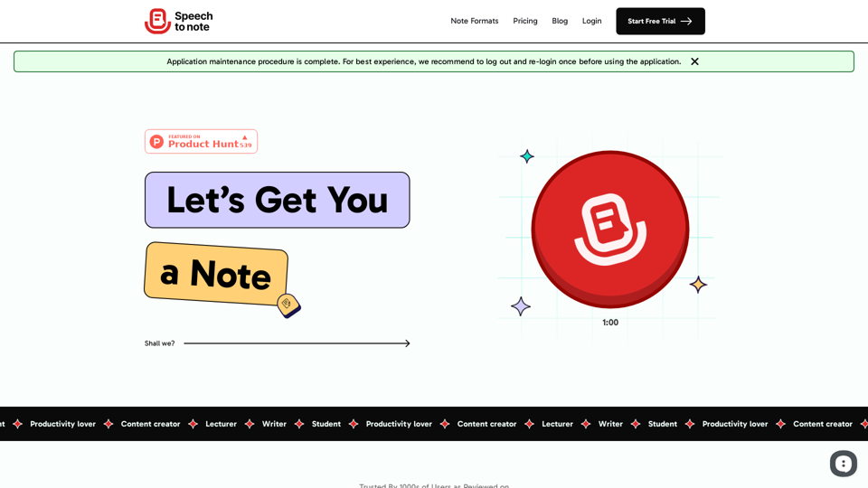 Speech to Note - Traffic Data