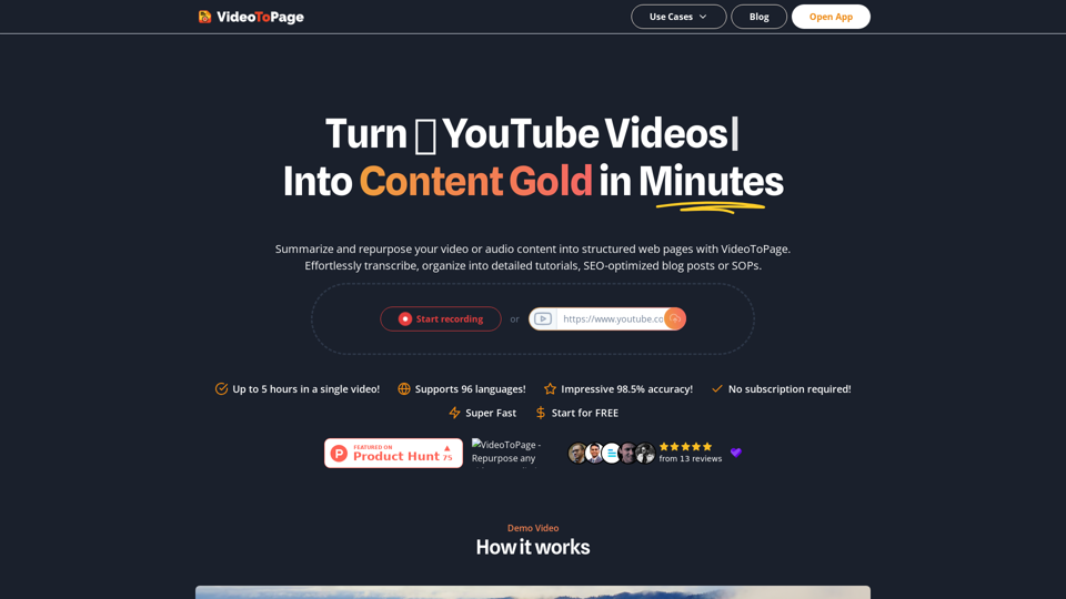 VideoToPage - Convert Video to Page Platform