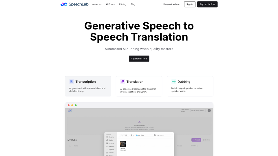 Speechlab AI - Automate Your Dubbing Needs