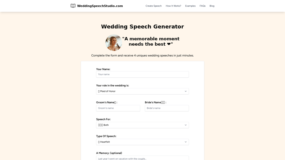 Wedding Speech Studio - Introduction