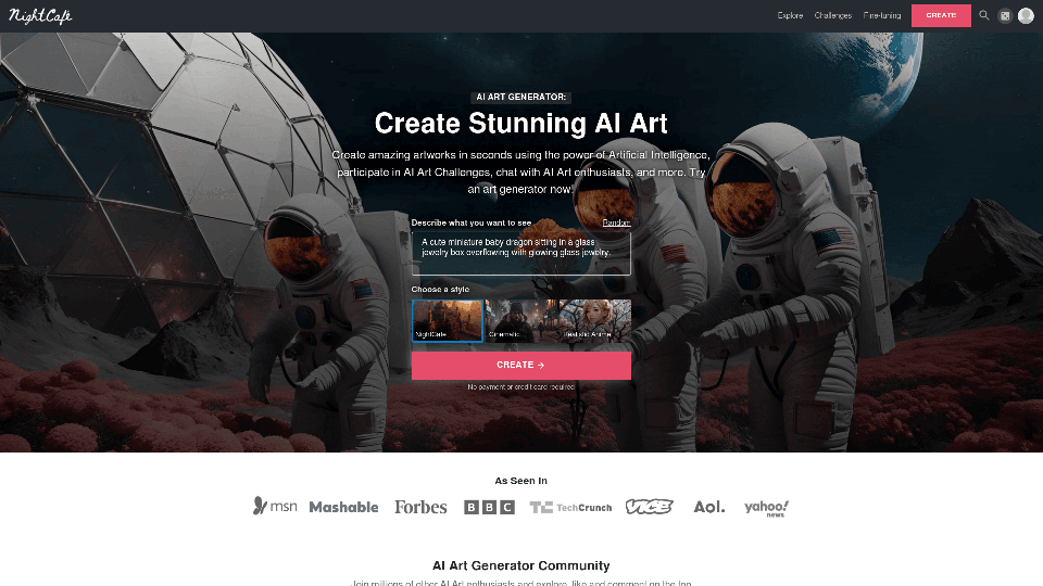 NightCafe Creator - Free AI Art Generator for Digital Art Creation and Creative Tools in the Art Community