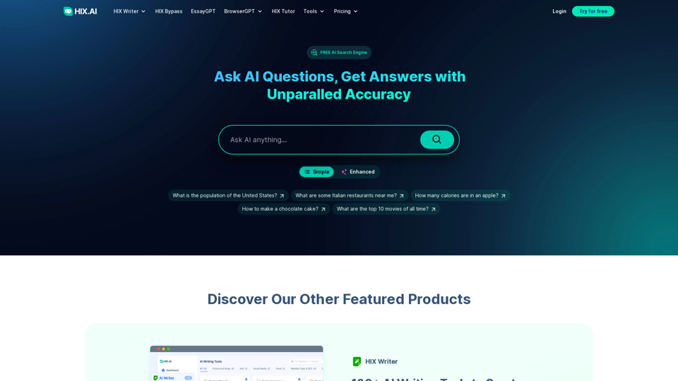 HIX AI - AI Search Engine - Free & Accurate Answers