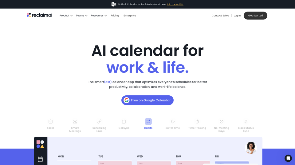 Reclaim AI - Ứng dụng lập lịch thông minh cho nhóm | Trợ lý lịch thông minh dựa trên AI cho Google Calendar