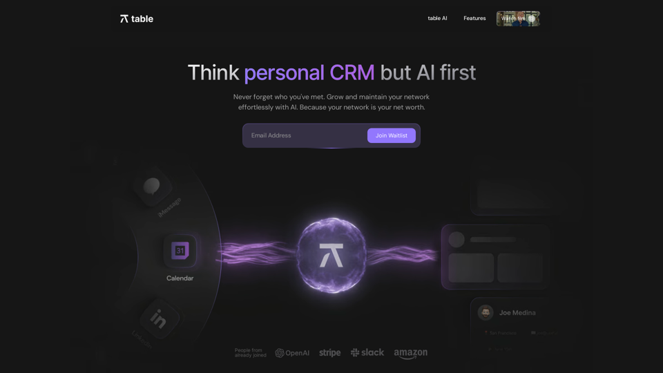 Table AI - Enhance Productivity with AI Personal CRM and Chat Assistant for Data Automation