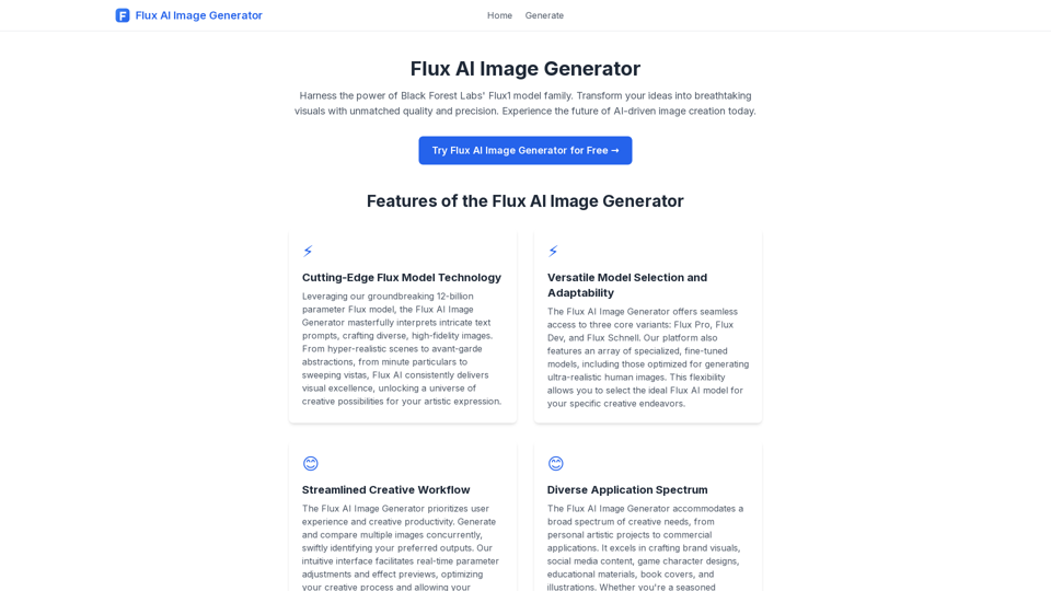 Flux AI Image Generator - Tính Năng