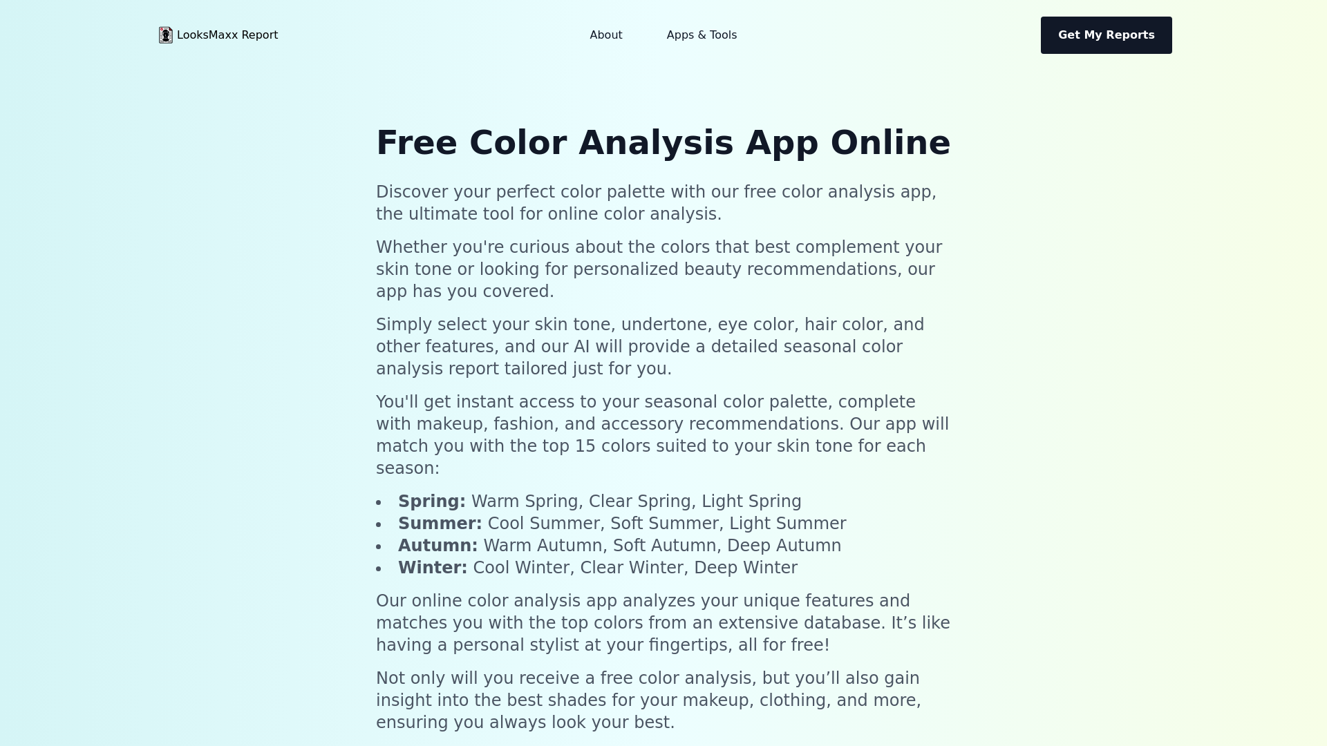 Free Color Analysis App