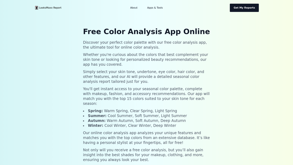 Free Color Analysis App - Giới Thiệu