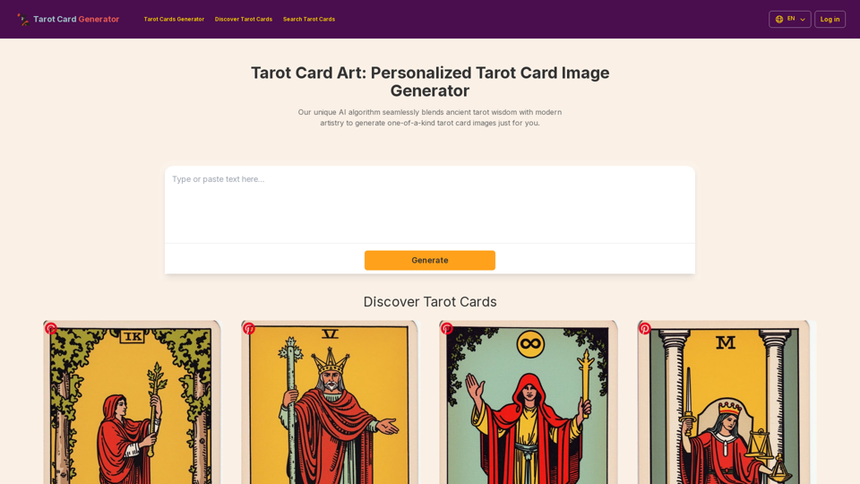 Tarot Card Generator - Features