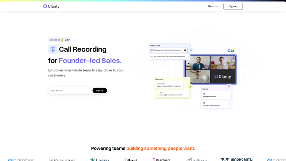 Clarity - Call Recording and Feedback Tracking for Founder-Led Sales