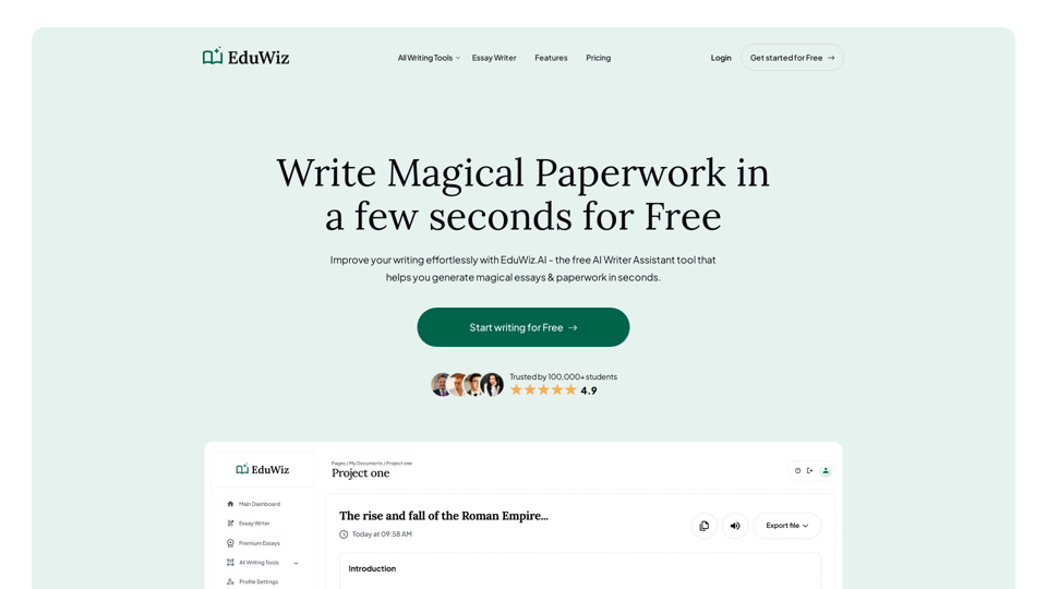 EduWiz AI - Transform Your Academic Writing with the Best AI Education Tools for Personalized Learning and Intelligent Tutoring