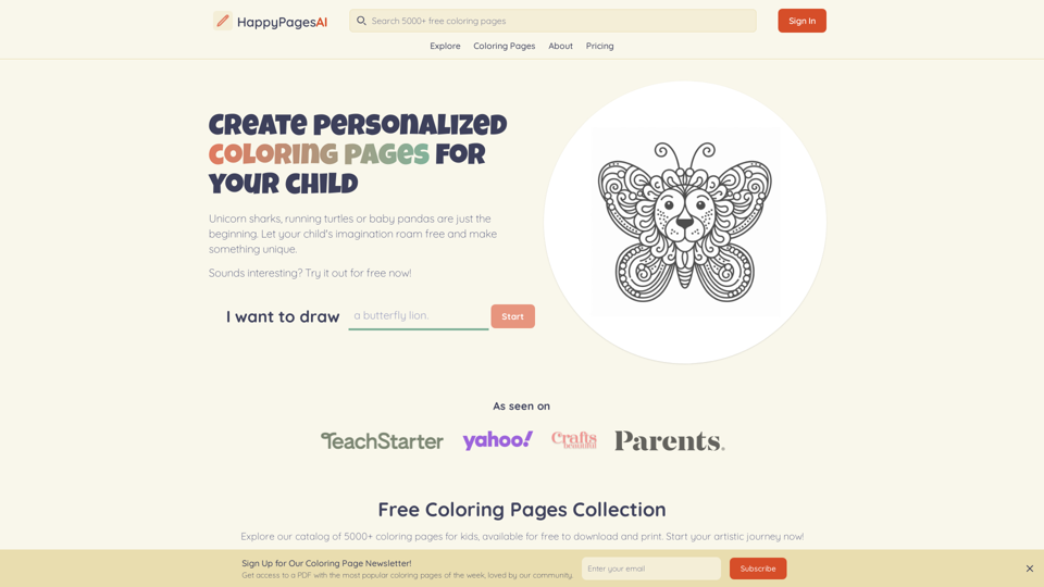 HappyPages AI - AI Coloring Page Generator | Automated Writing Tool & Content Generation Software