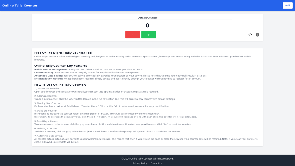 Online Tally Counter - Features