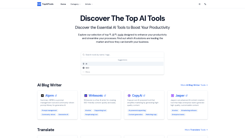 Top AI Tools - Características