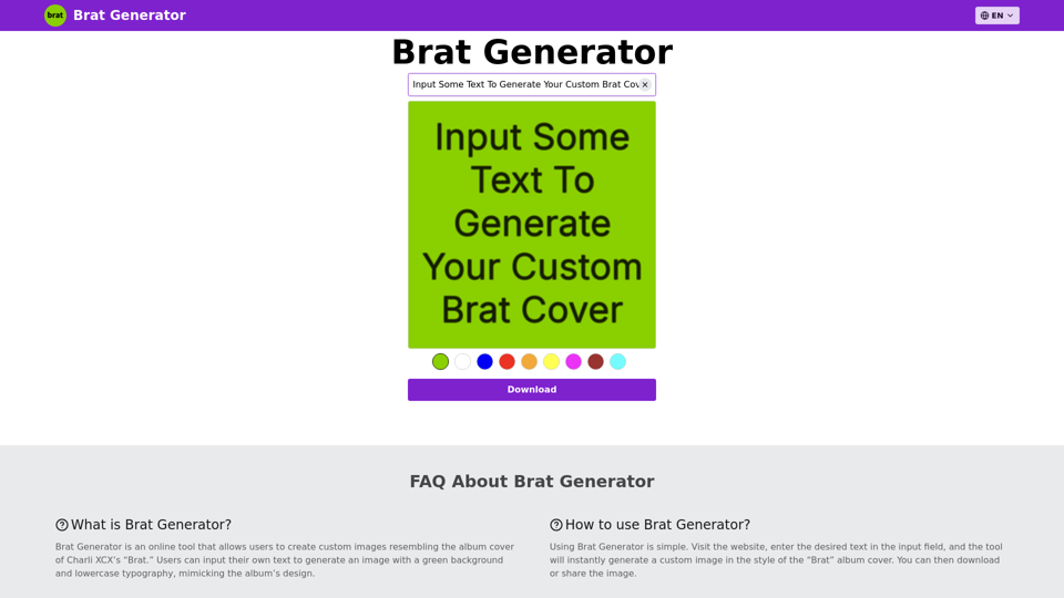 Brat Generator - 特點