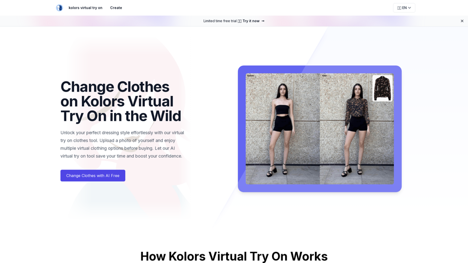 kolors virtual try on - Features