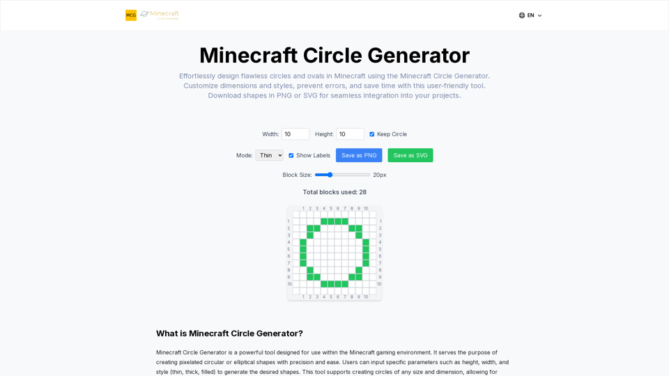 Minecraft Circle Generator - Features