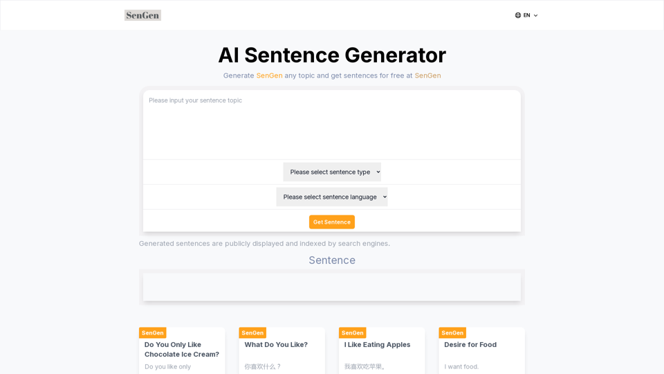 AI Sentence Generator - Features