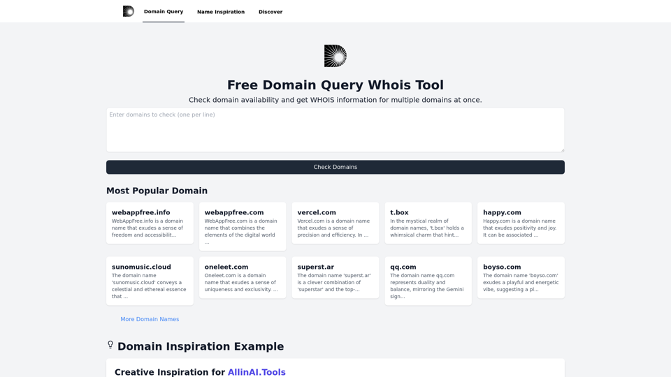 Domian Query Tool - Features