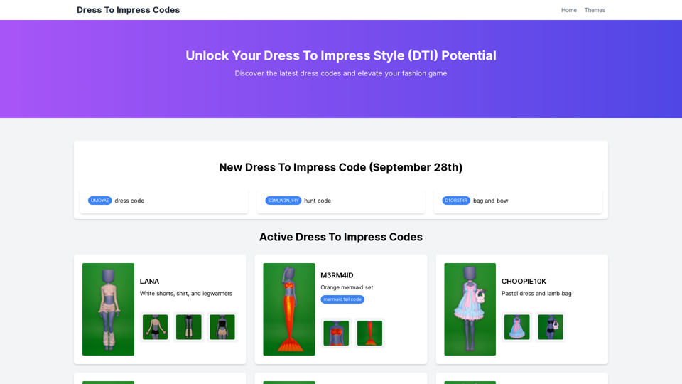 Dress To Impress Codes  - Features