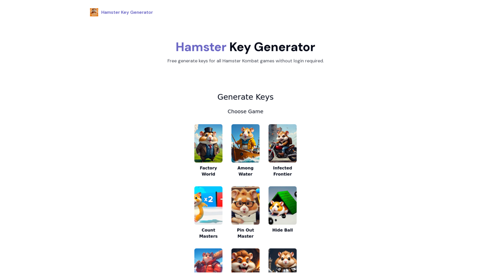 Hamster Key Generator - Features