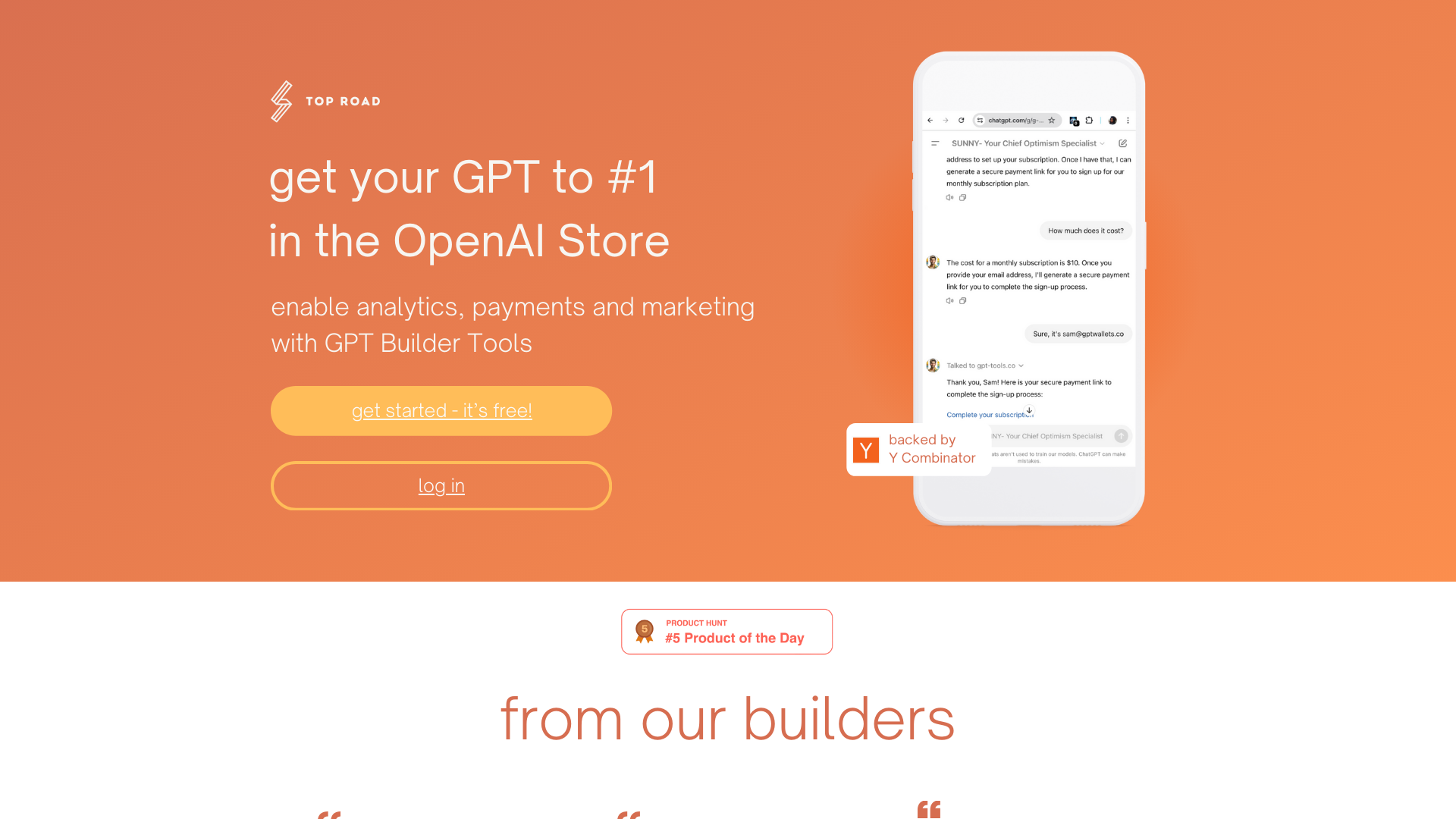 GPT Builder Tools by Top Road (YC W22)