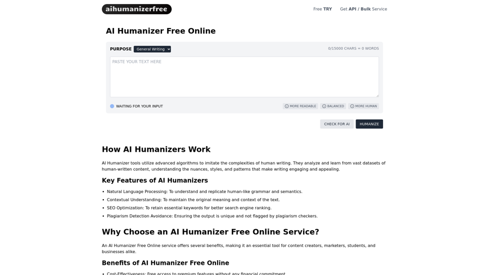 ai humanizer free - Funcionalidades