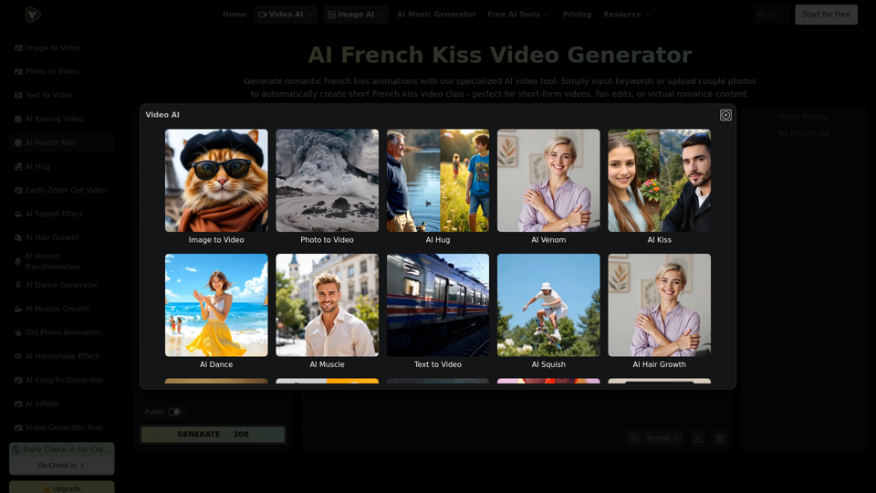 AI French Kiss Video Generator