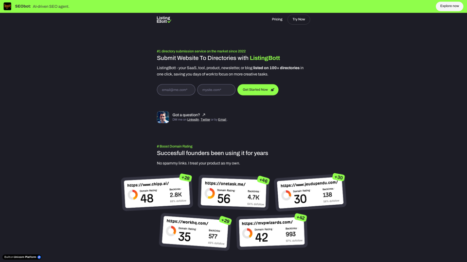 ListingBott - #1 for directory submission sites! | agenthunt...