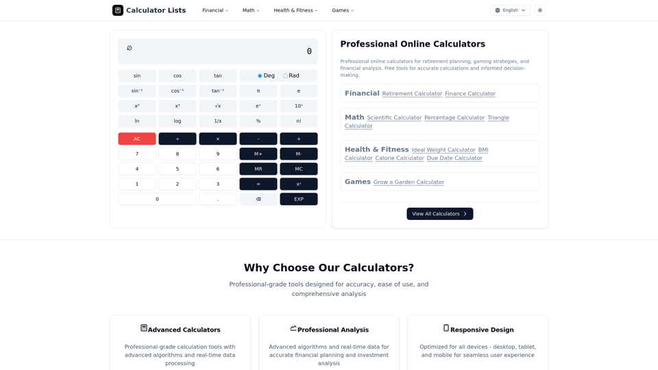 Calculator Lists